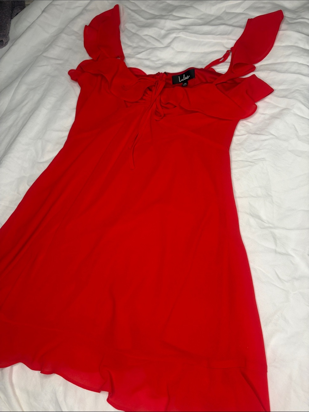 Lulu's Vibrant Red Ruffle-Trim Mini Dress